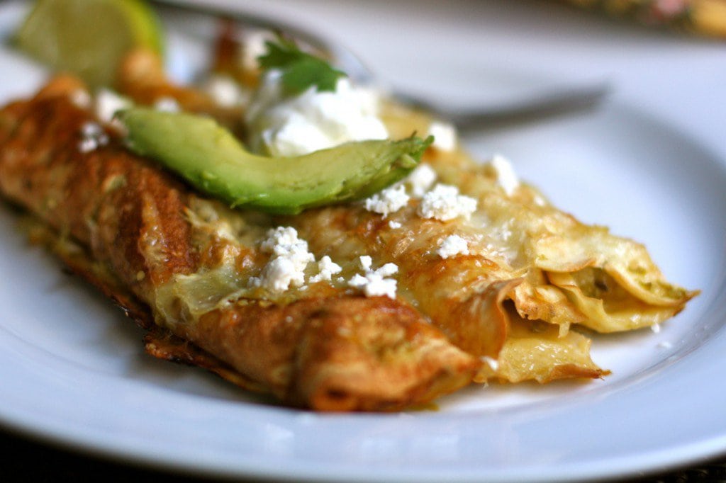 Gluten Free Chile Verde Chicken Enchiladas!