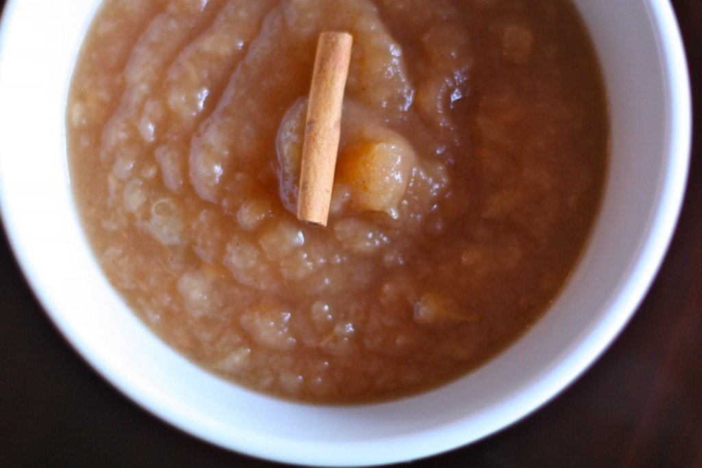 Delicious looking bowl of homemade crockpot applesauce.