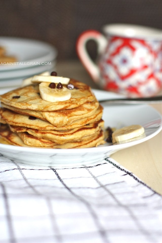 Paleo Banana Chocolate Chip Pancakes - From Against All Grain