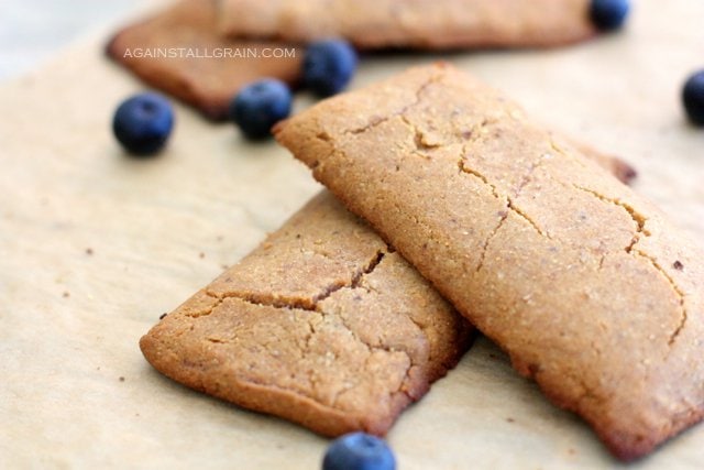 Nutritious and Gluten free 'cereal' bars loaded with blueberry preserves.