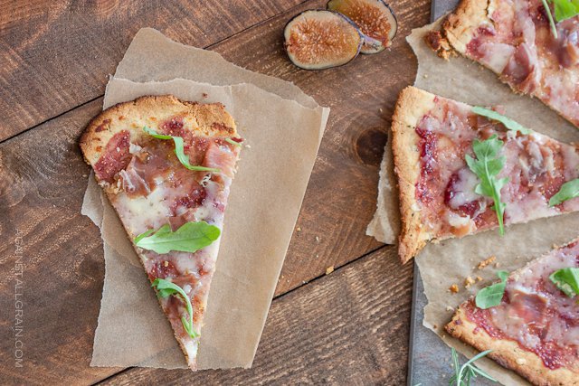 A slice of Fig and Prosciutto Flatbread Pizza.