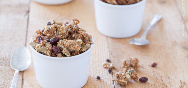 Two bowls of delicious pumpkin spice granola that is gluten free, dairy free and scd compliant.