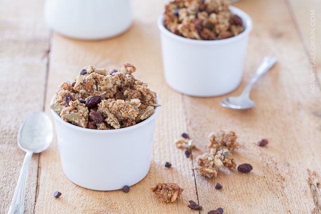 Two bowls of delicious pumpkin spice granola that is gluten free, dairy free and scd compliant.