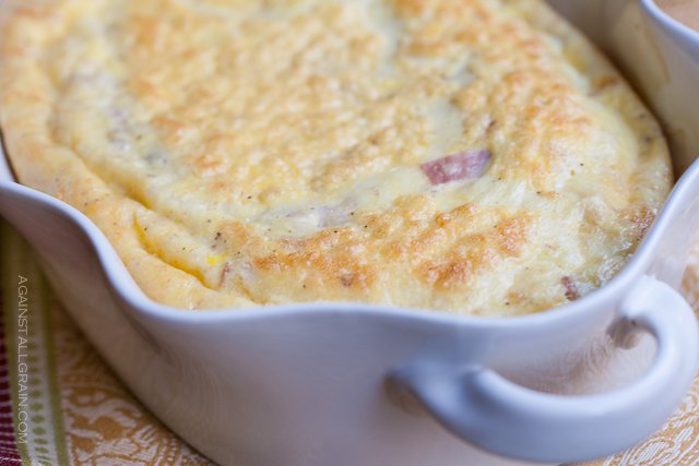 A delicious casserole of Baked Omelette with Ham and Gruyere.