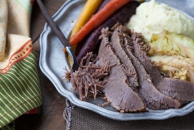 Corned Beef and Cabbage with Parsnip Turnip Pur e