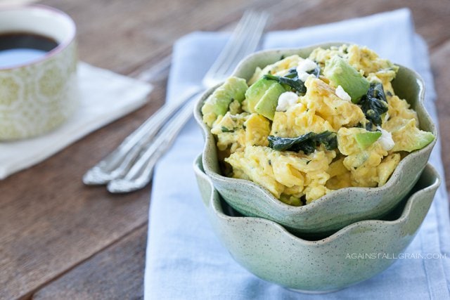 Avocado Spinach And Chevre Scramble Against All Grain Against All Grain Delectable Paleo Recipes To Eat Feel Great