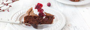 A piece of Cranberry Chocolate Gingerbread Cake for the holidays!