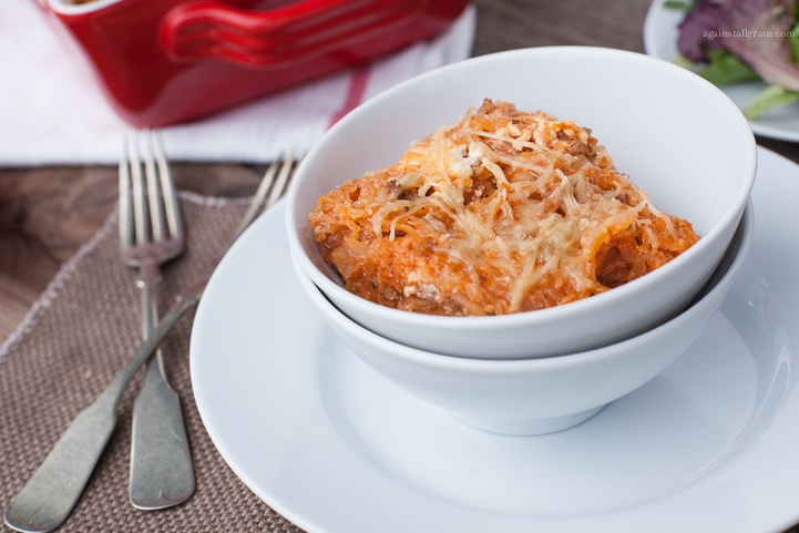 A bowl of Cheesy Baked Spaghetti Squash.