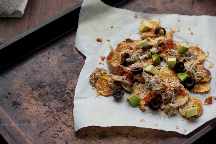 A delicious serving of plantain chip nachos.