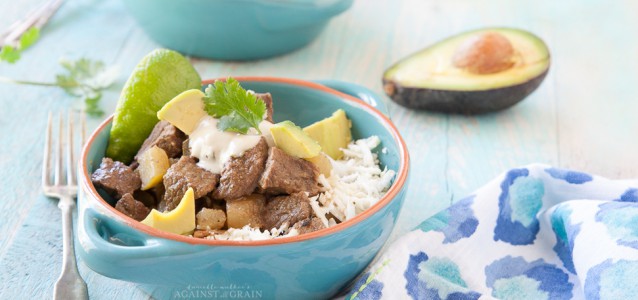 A bowl of Crockpot Mexican Stew.