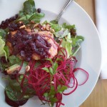 seattle airport salad wild salmon beets hazelnuts huckleberries