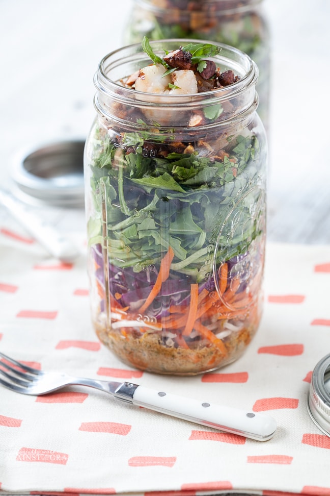 Mason Jar Carrot Noodle Salad w/Sweet Chili Vinaigrette