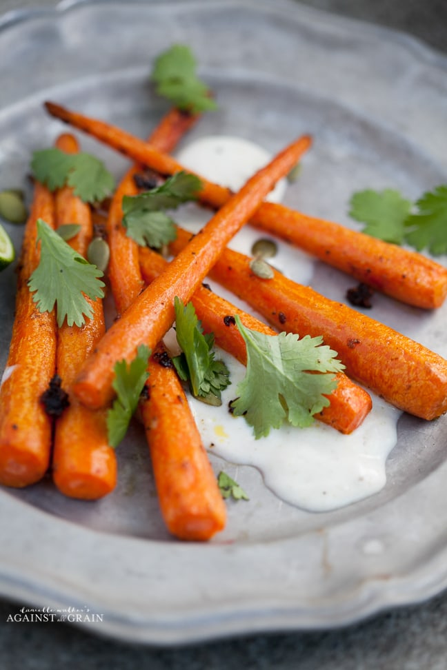 Cumin Roasted Carrots w Tequila Lime Yogurt Sauce Recipe - from Danielle Walker's Against all Grain