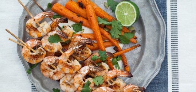 Skewers of Tequila Lime BBQ Shrimp where tart lime perfectly compliments the sweetness of the shrimp and the tequila brings in a zing!