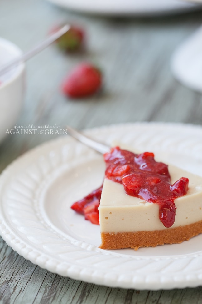 Paleo Dairy-Free Cheesecake with Strawberry Sauce | Danielle Walker's Against all Grain