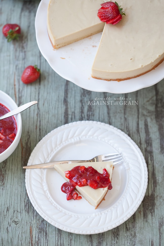 Paleo Dairy-Free Cheesecake with Strawberry Sauce from Danielle Walker's Against all Grain