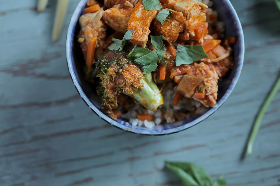 Instant Pot Thai Chicken Stew in a bowl ready to be served