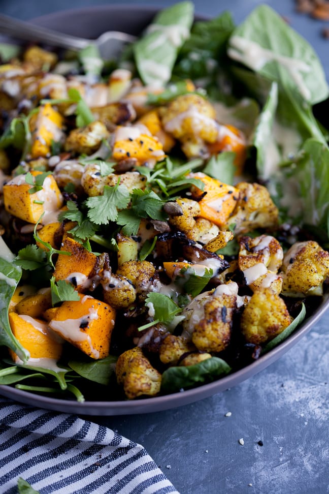 Mango and Curried Cauliflower Salad with Tahini Dressing