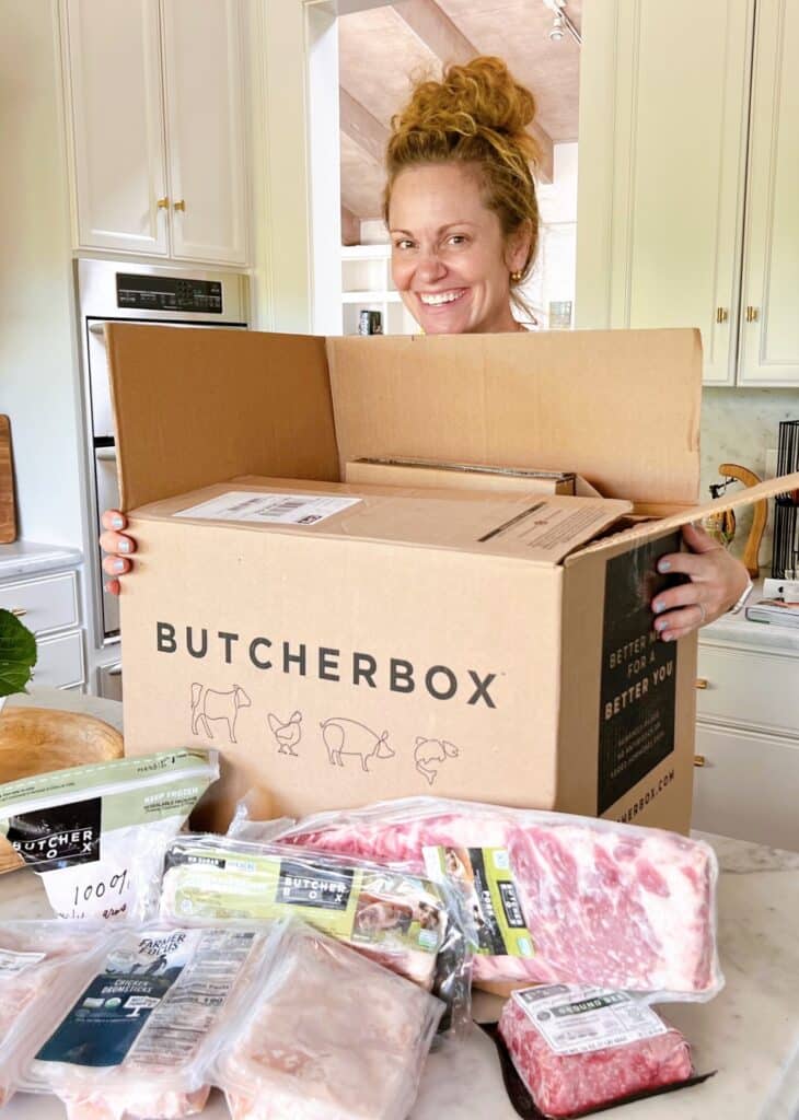 image of Danielle Walker with the meat from her ButcherBox subscription