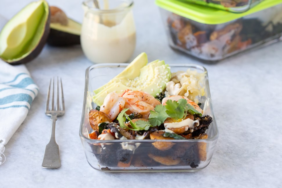 Meal Prep Salad with Orange Tahini Dressing - Grateful Grazer