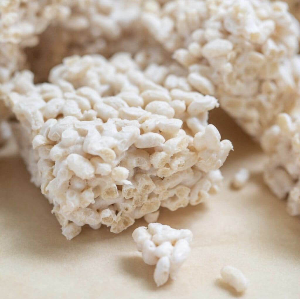 Close up picture of rice crispy treats