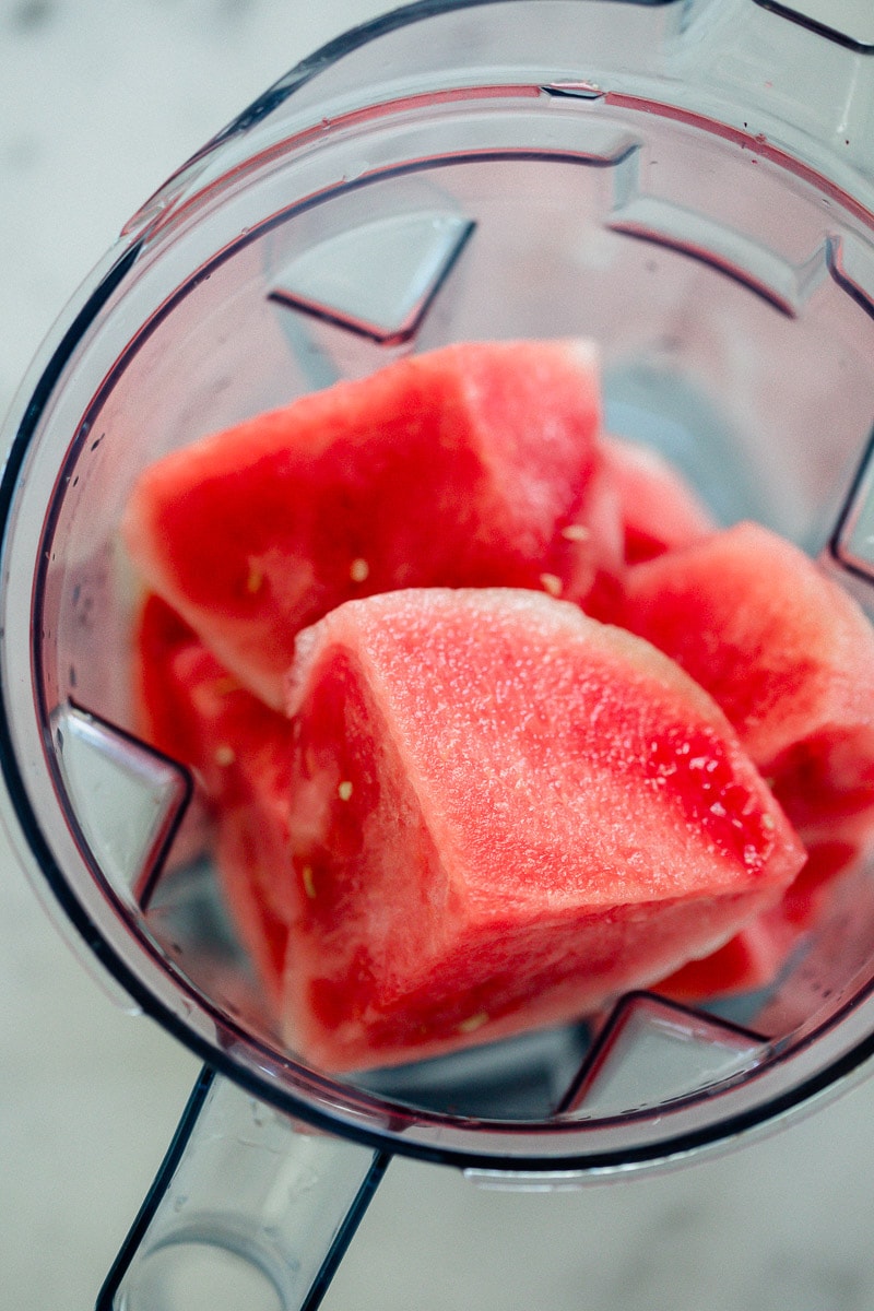 blender full of watermelon chunks