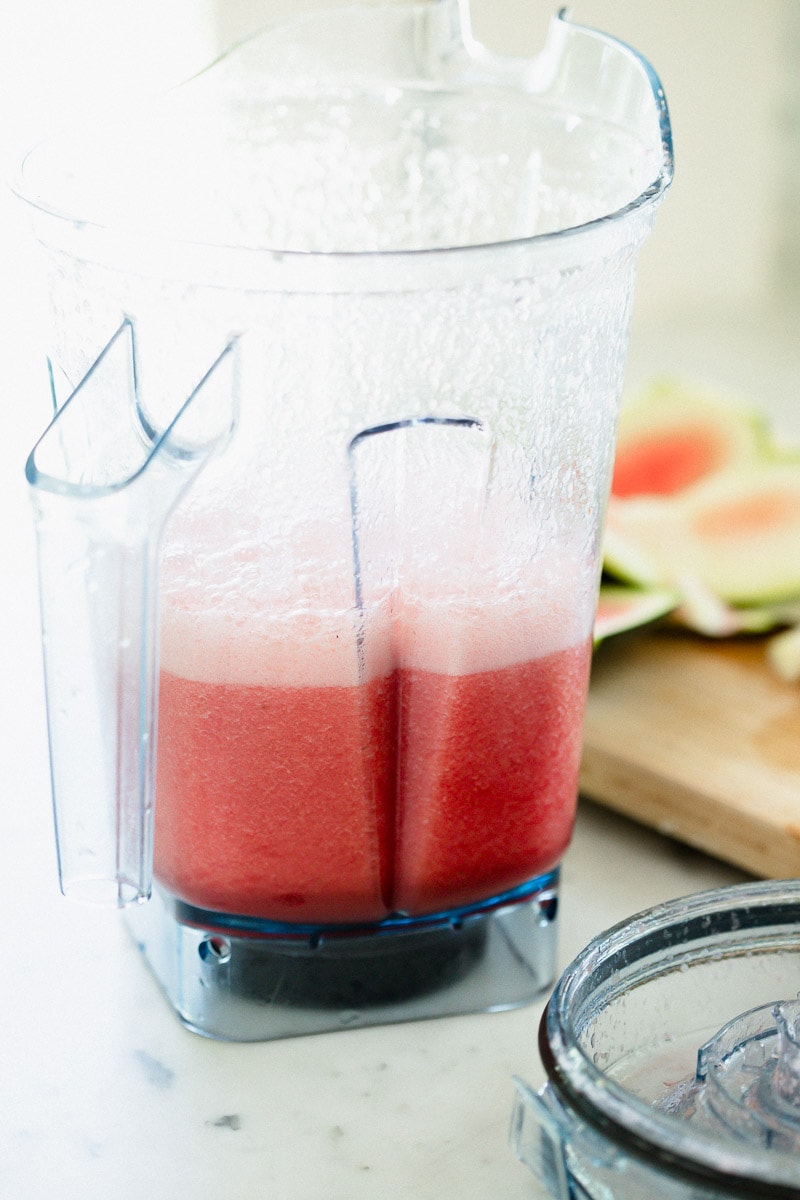 blender with pureed watermelons